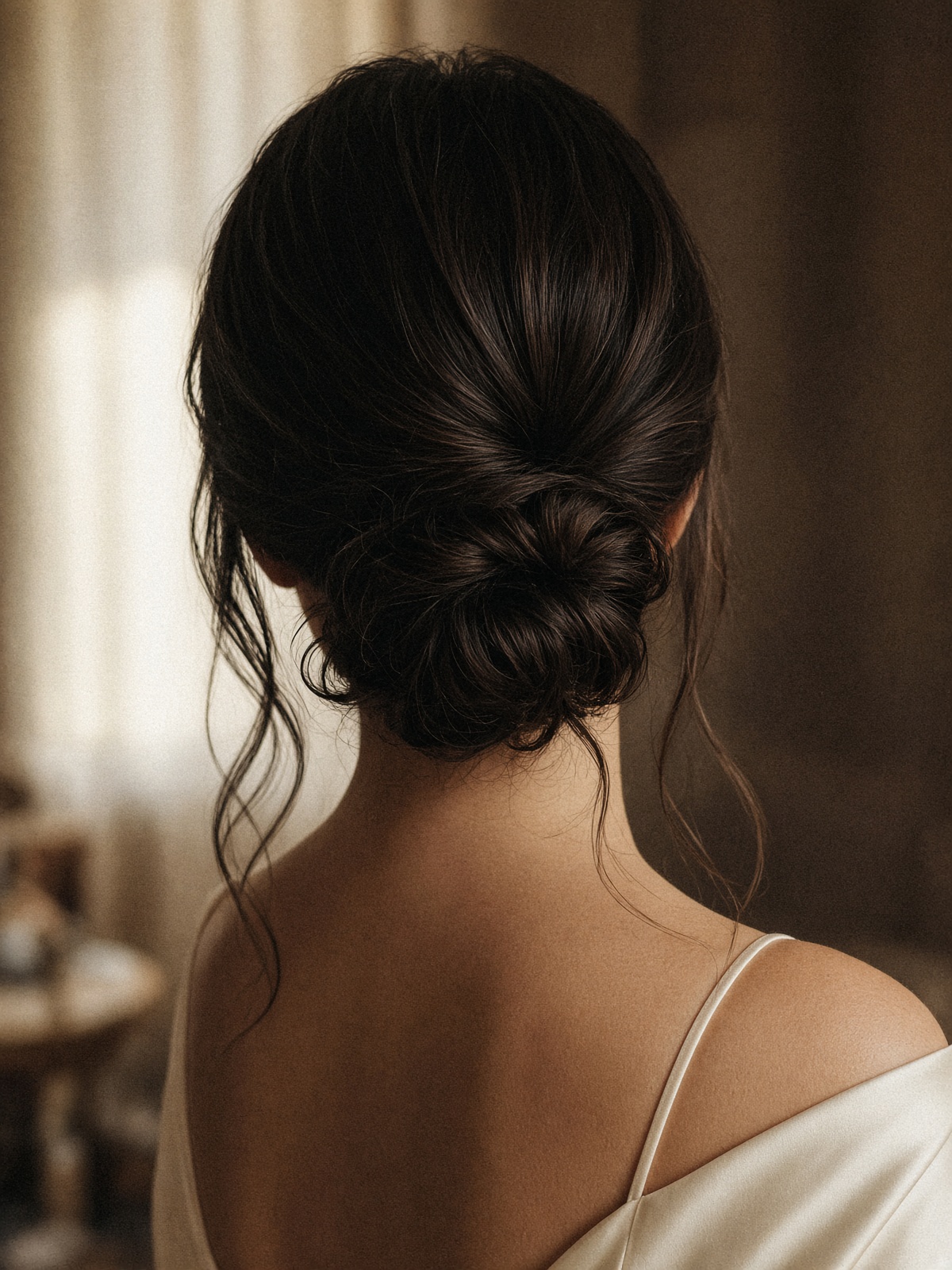Brautfrisur als tiefer Chignon